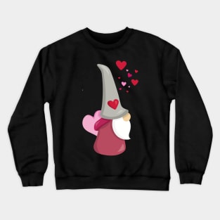 Valentine's Day Gnome, Cute Gnome, Beard, Hearts Crewneck Sweatshirt